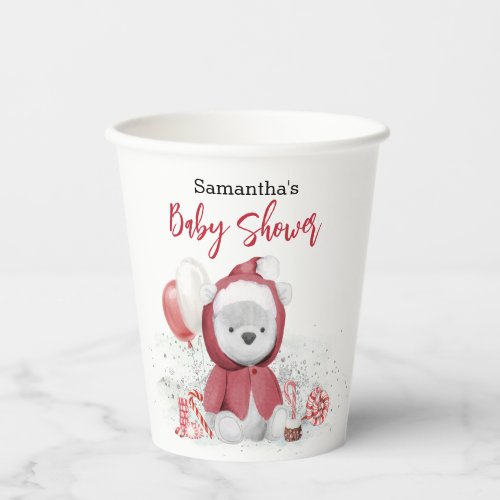 Santa Baby Polar Teddy Bear Christmas   Paper Cups