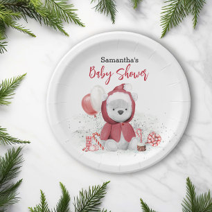 Santa Baby Polar Teddy Bear Christmas Paper Plates