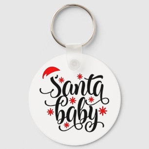 Santa Baby Pregnancy Announcement Christmas Santa Keychain