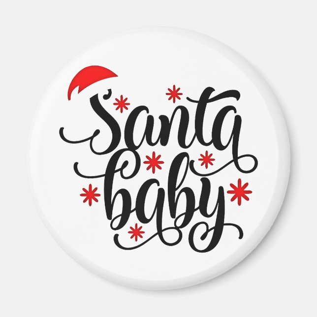Santa Baby Pregnancy Announcement Christmas Santa Magnet (Front)