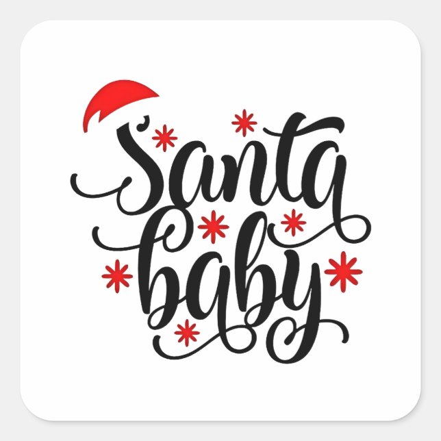 Santa Baby Pregnancy Announcement Christmas Santa Square Sticker (Front)