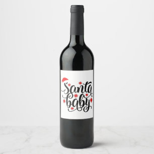 Santa Baby Pregnancy Announcement Christmas Santa Wine Label