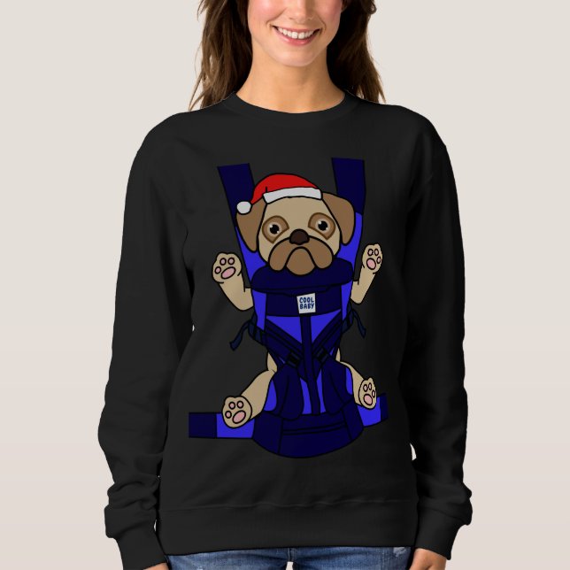 Santa Baby Pug Funny Cute Dog Mom Dad Christmas Gi Sweatshirt (Front)