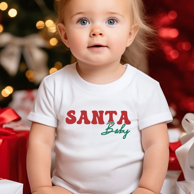 Santa Baby Red and Green Script Christmas T-Shirt (Creator Uploaded)