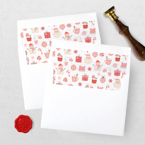 Santa Baby Red and Pink Christmas Baby Shower Envelope Liner
