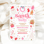 Santa Baby Red And Pink Christmas Baby Shower Invitation<br><div class="desc">Santa Baby Red And Pink Christmas Baby Shower Invitation</div>