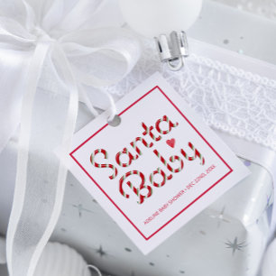 Santa Baby Red Baby Shower Favor Tag