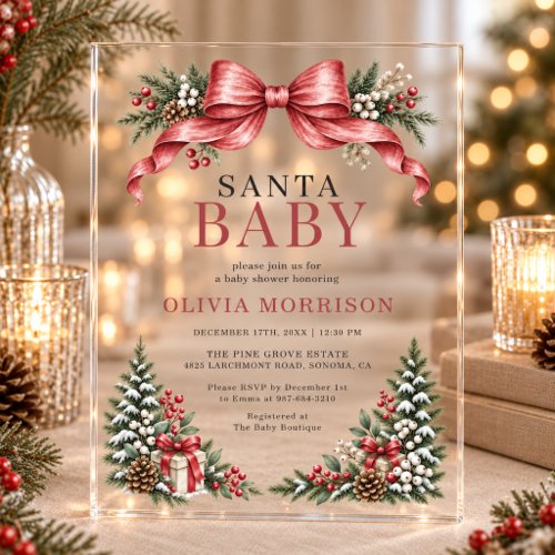 Christmas Santa Baby Red baby shower invitation
