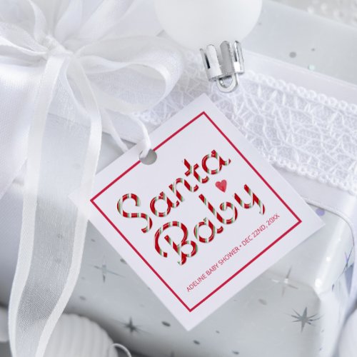Santa Baby Red Christmas Baby Shower Favor Tags