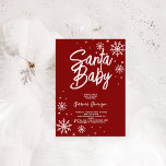 santa baby red christmas baby shower invitation<br><div class="desc">modern minimalist red santa baby shower invitation</div>