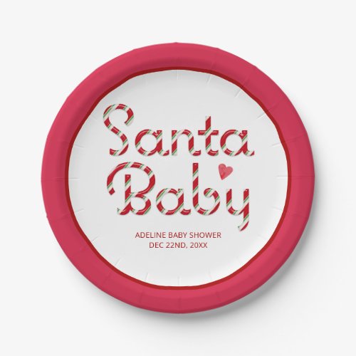 Santa Baby Red Christmas Baby Shower Paper  Paper Plates