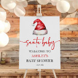 Santa Baby Red Christmas Baby Shower Welcome Sign<br><div class="desc">This is a Santa Baby Red Hat Christmas Holiday Baby Shower Welcome Sign!</div>
