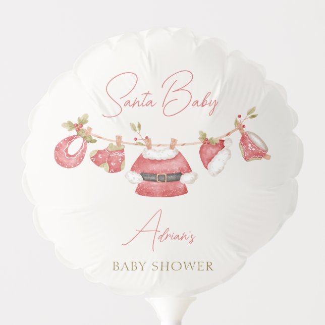 Santa Baby Red Clothes Winter Boy Baby Shower Balloon (Front)