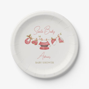 Santa Baby Red Clothes Winter Boy Baby Shower Paper Plates