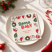 Santa Baby Red Green Christmas Baby Shower Favors