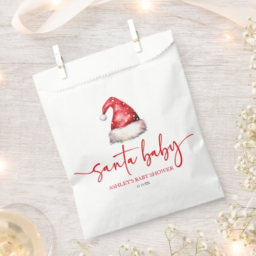 Santa Baby Red Hat Christmas Holiday Baby Shower Favor Bag