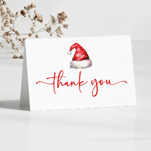 Santa Baby Red Hat Christmas Holiday Baby Shower Letterpress Thank You Card