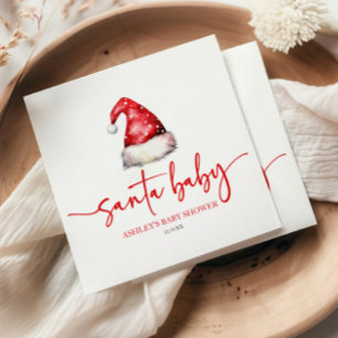 Santa Baby Red Hat Christmas Holiday Baby Shower Napkins