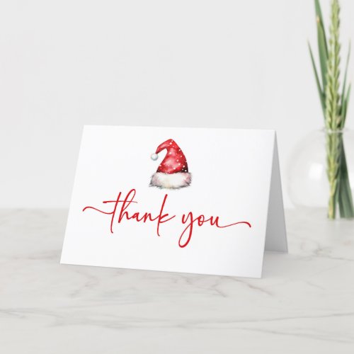 Santa Baby Red Hat Christmas Holiday Baby Shower Thank You Card