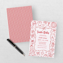 Santa Baby Red Pink Christmas Baby Shower
