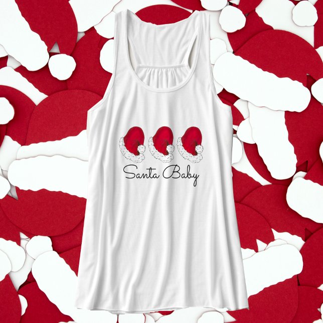 Santa Baby Red Santa Claus Hat Xmas Christmas Tank Top (Santa Baby tank)