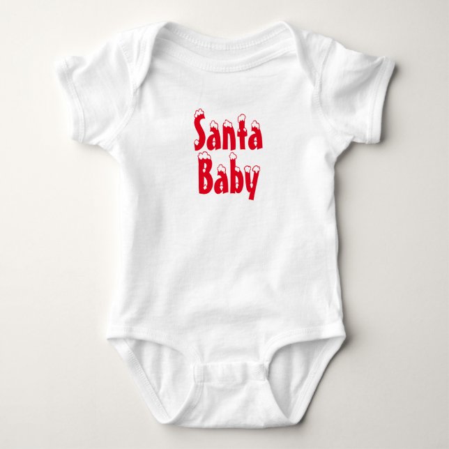 Santa Baby red snow typography cute Christmas Baby Bodysuit (Front)