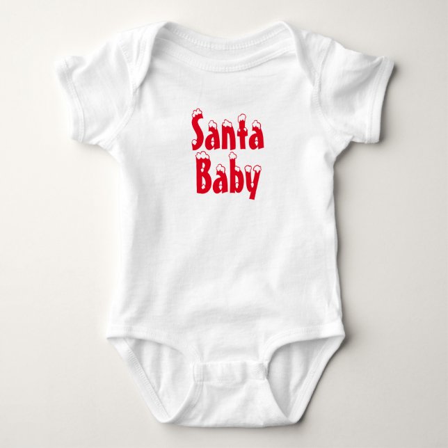 Santa Baby red snow typography cute Christmas Bodysuit (Front)
