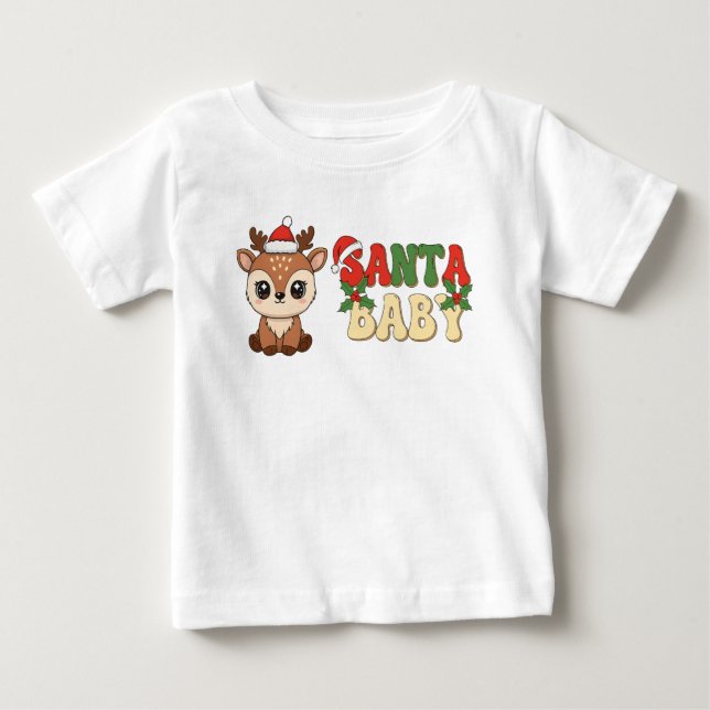 Santa Baby Reindeer Baby T-Shirt (Front)