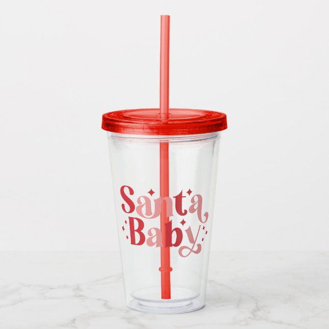 Santa Baby - Retro Christmas Typography Acrylic Tumbler (Front)