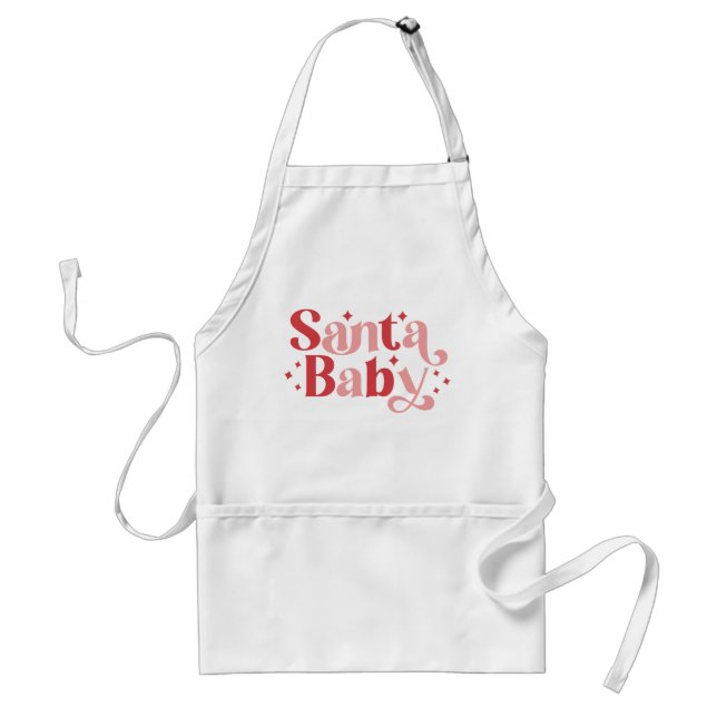 Santa Baby - Retro Christmas Typography Adult Apron (Front)