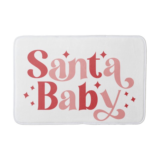 Santa Baby - Retro Christmas Typography Bath Mat (Front)