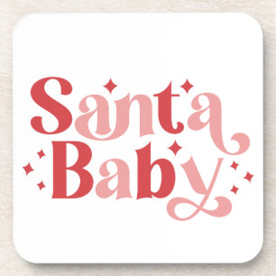 Santa Baby - Retro Christmas Typography Beverage Coaster