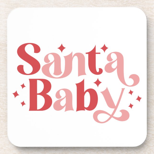 Santa Baby - Retro Christmas Typography Beverage Coaster (Front)
