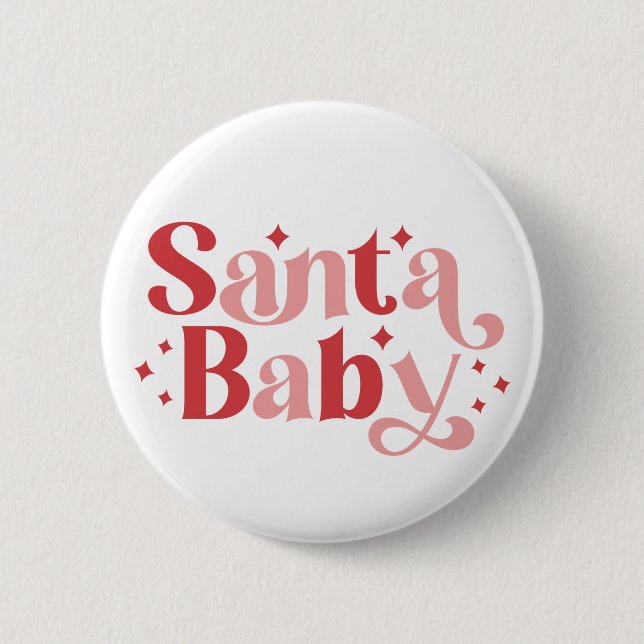 Santa Baby - Retro Christmas Typography Button (Front)
