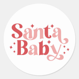 Santa Baby - Retro Christmas Typography Classic Round Sticker