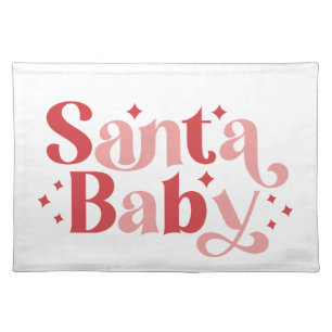 Santa Baby - Retro Christmas Typography Cloth Placemat