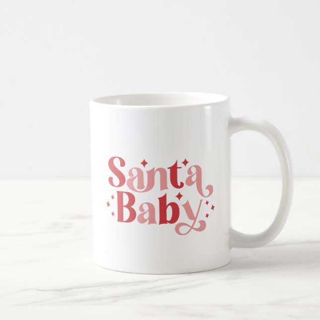 Santa Baby - Retro Christmas Typography Coffee Mug (Right)