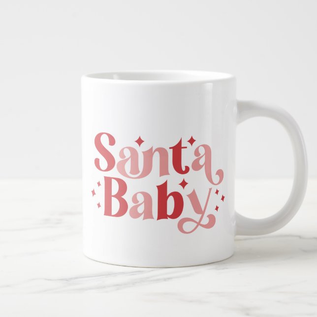 Santa Baby - Retro Christmas Typography Giant Coffee Mug (Right)