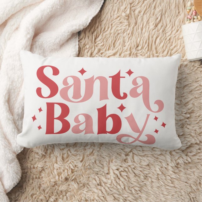 Santa Baby - Retro Christmas Typography Lumbar Pillow (Blanket)