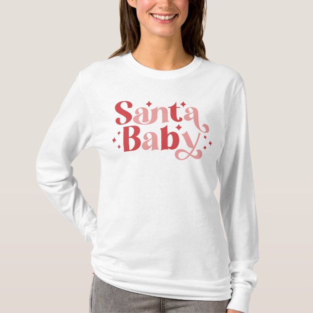 Santa Baby - Retro Christmas Typography T-Shirt (Front)