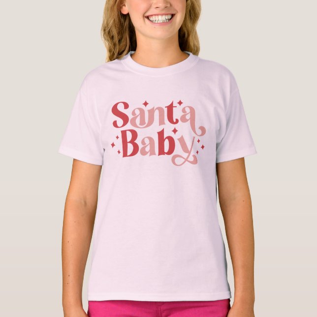 Santa Baby - Retro Christmas Typography T-Shirt (Front)