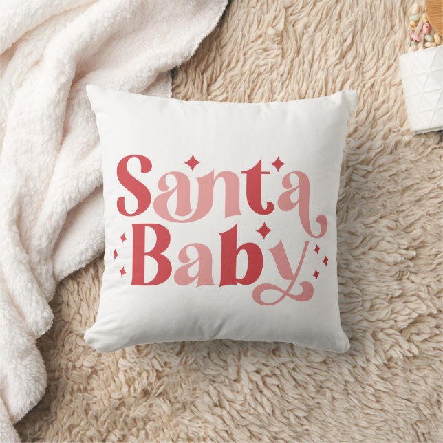 Santa Baby - Retro Christmas Typography Throw Pillow (Blanket)