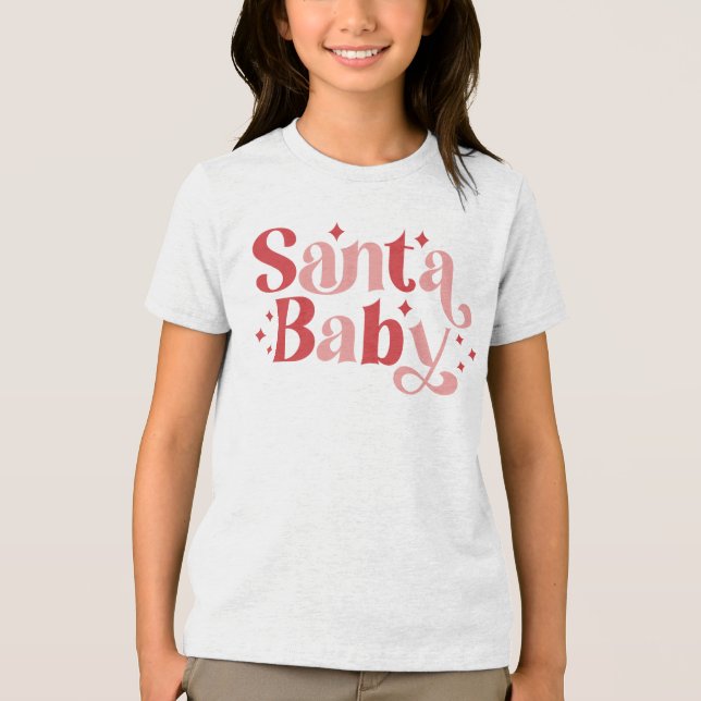 Santa Baby - Retro Christmas Typography Tri-Blend Shirt (Front)