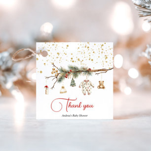 Santa Baby Rustic Winter Greenery baby shower  Favor Tags