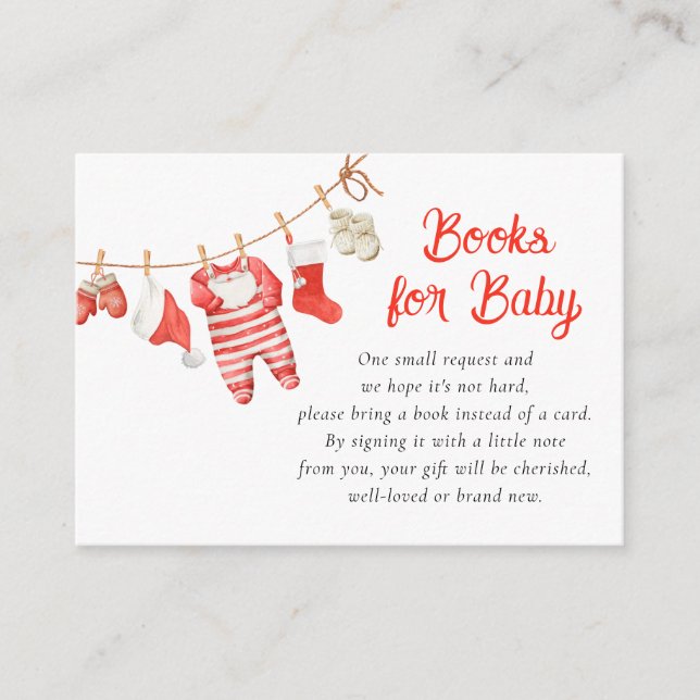 Santa Baby Shower Books for Baby Enclosure Card (Front)