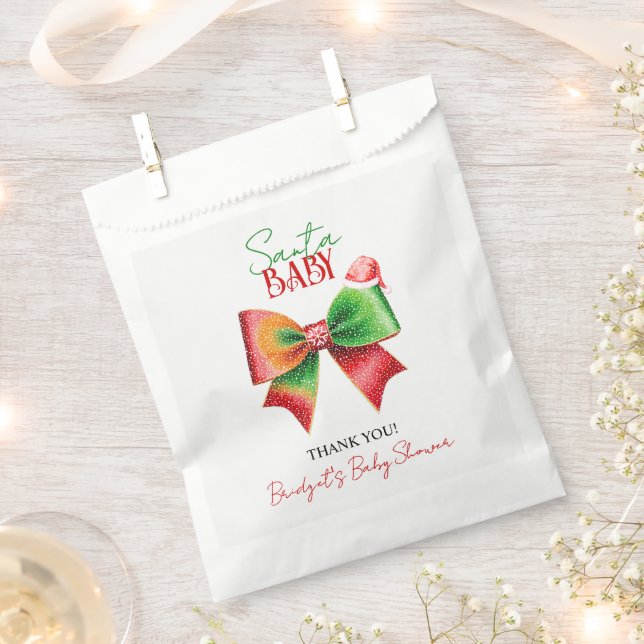 Santa Baby shower bow and Santa hat Christmas Favor Bag (Clipped)