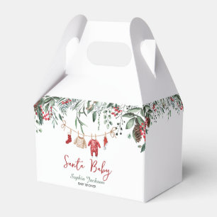 Santa Baby Shower Christmas Baby Clothes Winter Favor Boxes