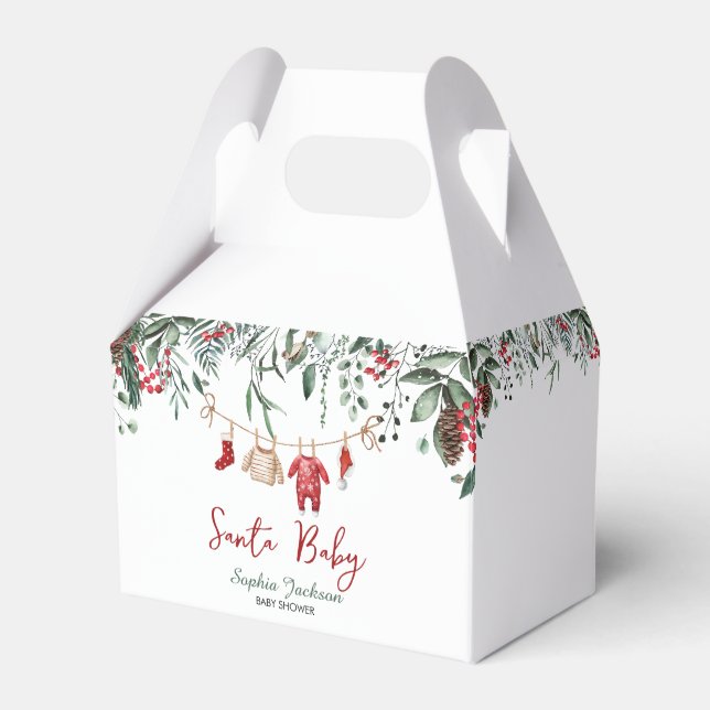 Santa Baby Shower Christmas Baby Clothes Winter Favor Boxes (Front Side)