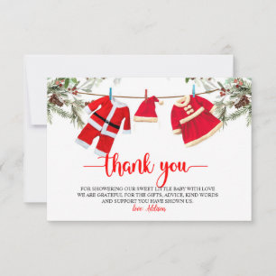 Santa Baby Shower, Christmas Baby Shower Thank You Card
