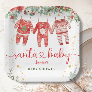 Santa Baby Shower Christmas Boy Paper Plates